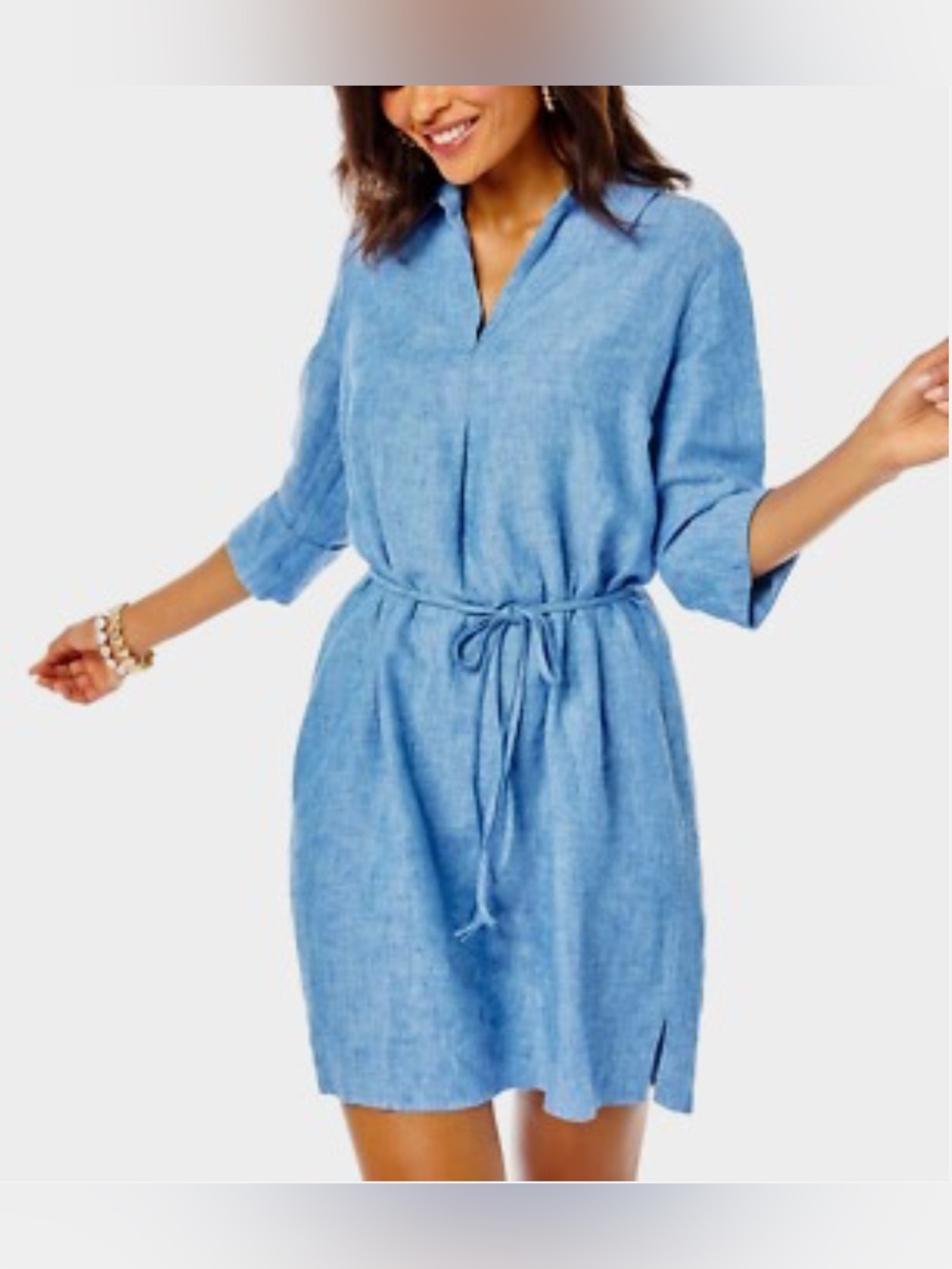 Lilly Pulitzer Pilar Tunic Linen Dress   Blue Sz XS